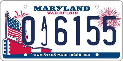 MD license plate 0AJ6155