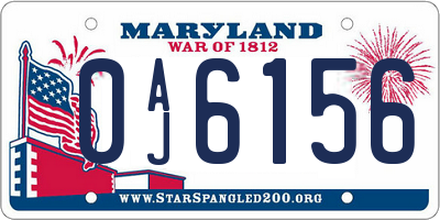 MD license plate 0AJ6156