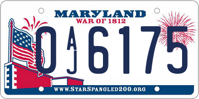 MD license plate 0AJ6175