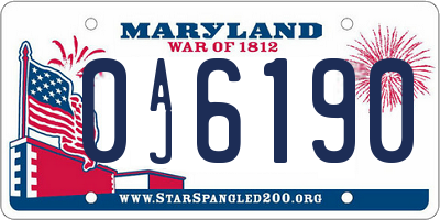 MD license plate 0AJ6190