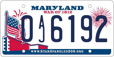 MD license plate 0AJ6192