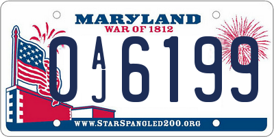 MD license plate 0AJ6199