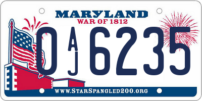 MD license plate 0AJ6235