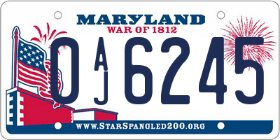 MD license plate 0AJ6245