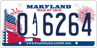 MD license plate 0AJ6264