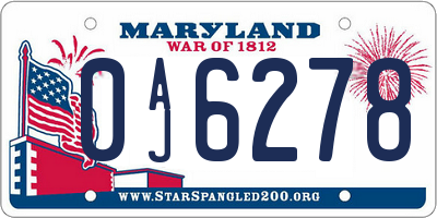 MD license plate 0AJ6278