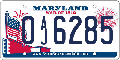MD license plate 0AJ6285
