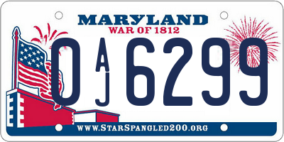 MD license plate 0AJ6299