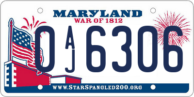 MD license plate 0AJ6306