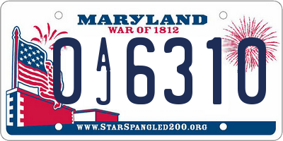 MD license plate 0AJ6310