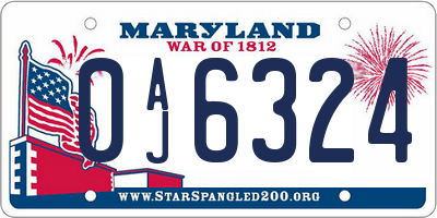 MD license plate 0AJ6324
