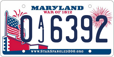 MD license plate 0AJ6392