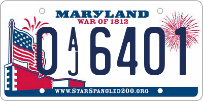 MD license plate 0AJ6401