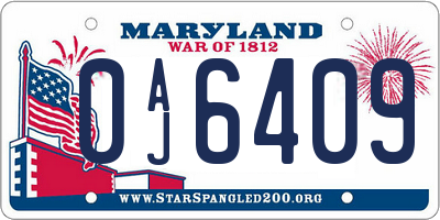 MD license plate 0AJ6409