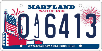 MD license plate 0AJ6413