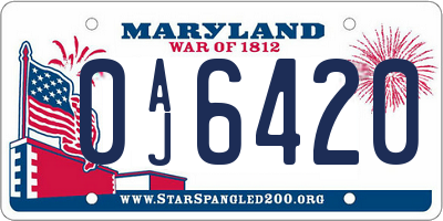 MD license plate 0AJ6420