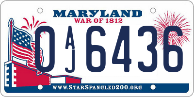 MD license plate 0AJ6436
