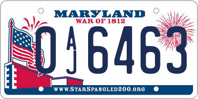 MD license plate 0AJ6463