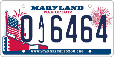 MD license plate 0AJ6464