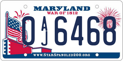 MD license plate 0AJ6468