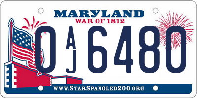 MD license plate 0AJ6480