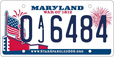 MD license plate 0AJ6484
