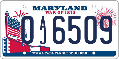 MD license plate 0AJ6509