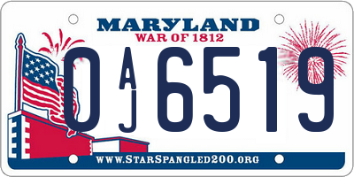 MD license plate 0AJ6519