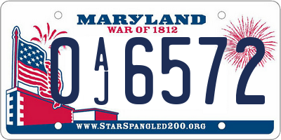 MD license plate 0AJ6572