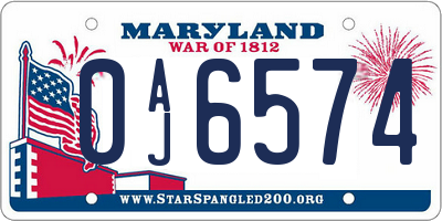 MD license plate 0AJ6574