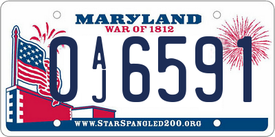 MD license plate 0AJ6591