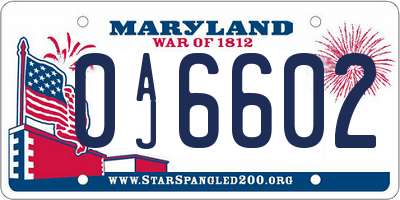 MD license plate 0AJ6602