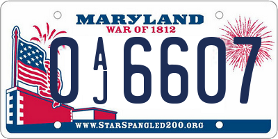 MD license plate 0AJ6607