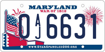MD license plate 0AJ6631