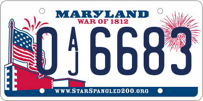 MD license plate 0AJ6683