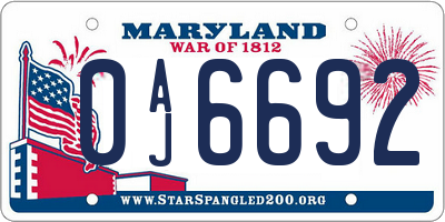 MD license plate 0AJ6692