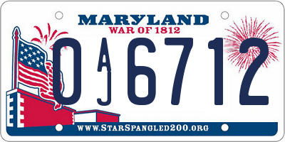 MD license plate 0AJ6712
