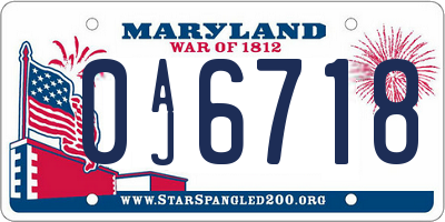 MD license plate 0AJ6718