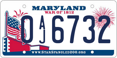 MD license plate 0AJ6732