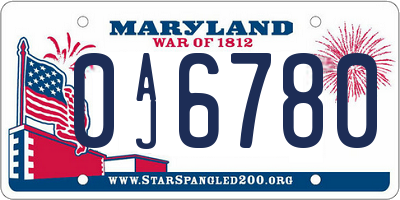 MD license plate 0AJ6780