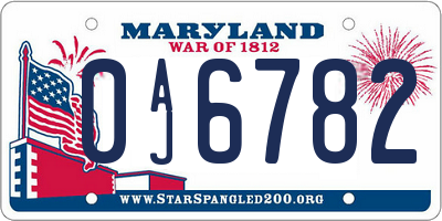 MD license plate 0AJ6782