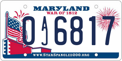 MD license plate 0AJ6817