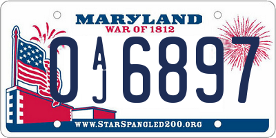 MD license plate 0AJ6897