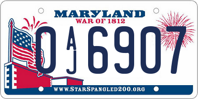 MD license plate 0AJ6907