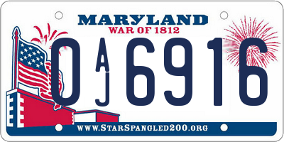 MD license plate 0AJ6916