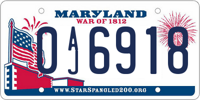 MD license plate 0AJ6918