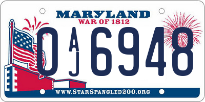 MD license plate 0AJ6948