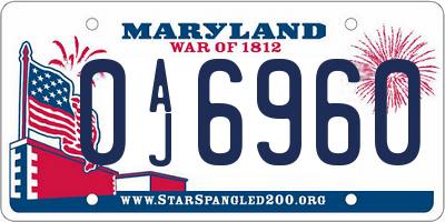 MD license plate 0AJ6960