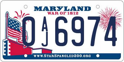 MD license plate 0AJ6974