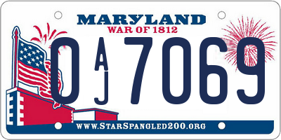 MD license plate 0AJ7069